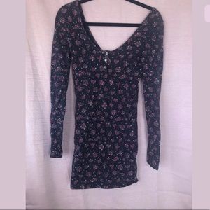 Roxy long sleeve fitted bodycon dress snap button